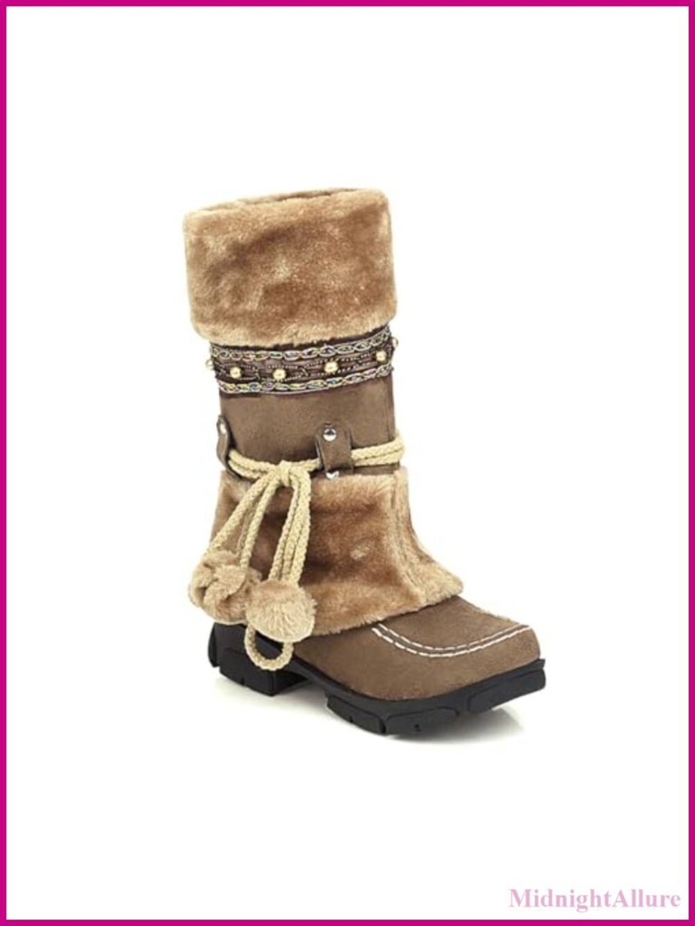 Women's Mid-Calf Suede Faux Fur Winter Snow Boots